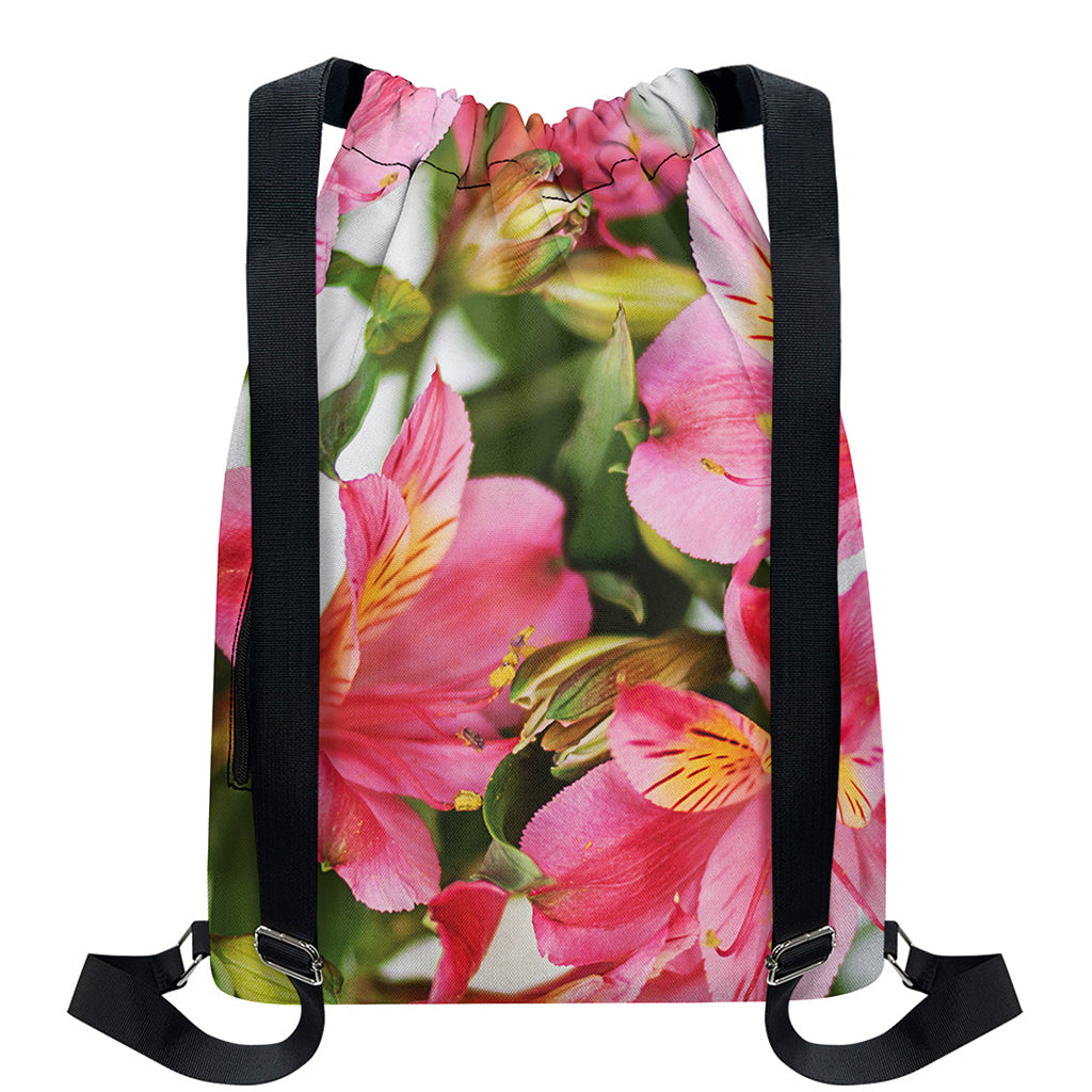 Alstroemeria Flower Print Drawstring Backpack