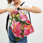 Alstroemeria Flower Print Drawstring Backpack