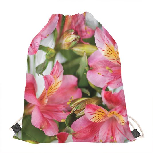 Alstroemeria Flower Print Drawstring Bag