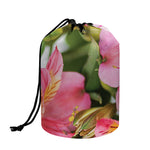 Alstroemeria Flower Print Drawstring Makeup Bag