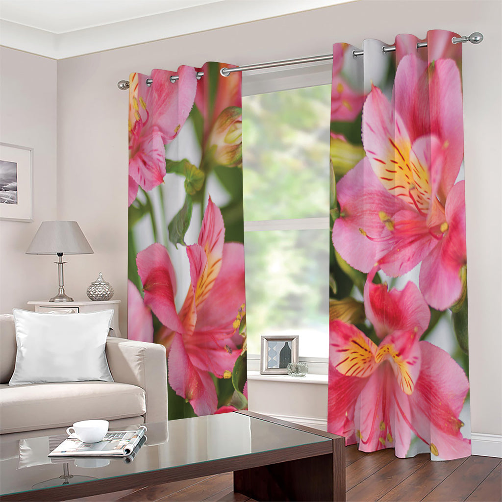 Alstroemeria Flower Print Extra Wide Grommet Curtains