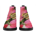 Alstroemeria Flower Print Flat Ankle Boots