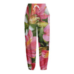 Alstroemeria Flower Print Fleece Lined Knit Pants