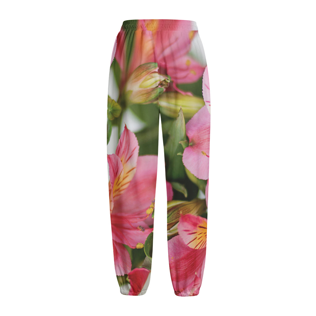 Alstroemeria Flower Print Fleece Lined Knit Pants