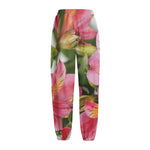 Alstroemeria Flower Print Fleece Lined Knit Pants