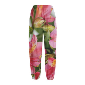 Alstroemeria Flower Print Fleece Lined Knit Pants