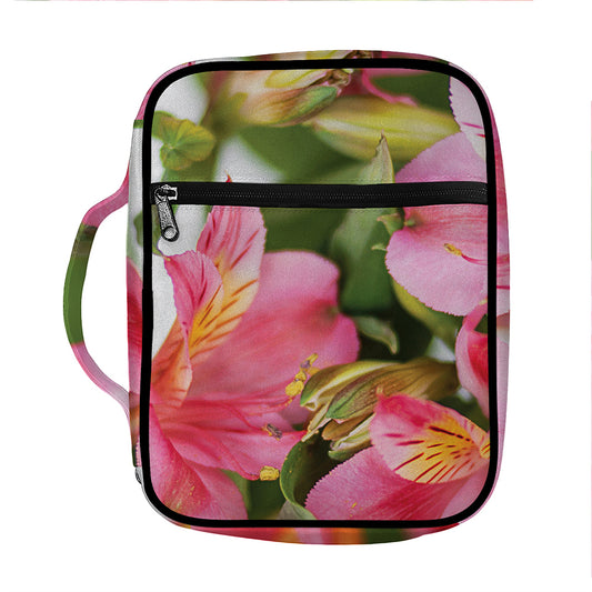 Alstroemeria Flower Print Front Pocket Bible Bag