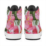 Alstroemeria Flower Print High Top Leather Sneakers