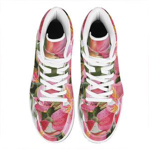 Alstroemeria Flower Print High Top Leather Sneakers