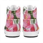 Alstroemeria Flower Print High Top Leather Sneakers