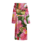 Alstroemeria Flower Print Hooded Bathrobe