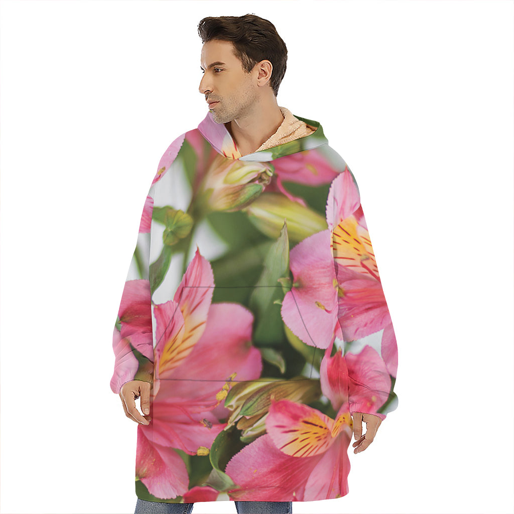 Alstroemeria Flower Print Hoodie Blanket