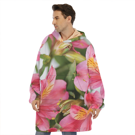 Alstroemeria Flower Print Hoodie Blanket