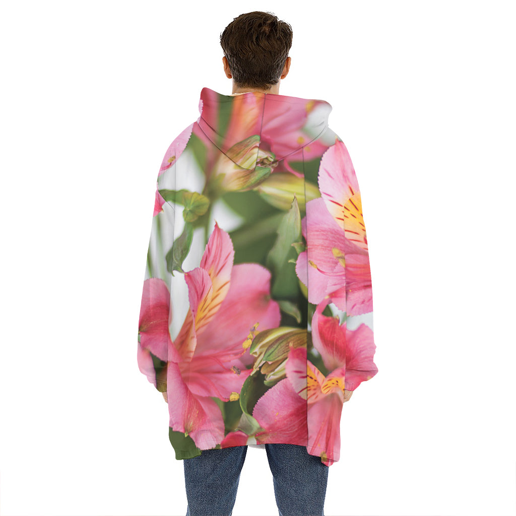 Alstroemeria Flower Print Hoodie Blanket