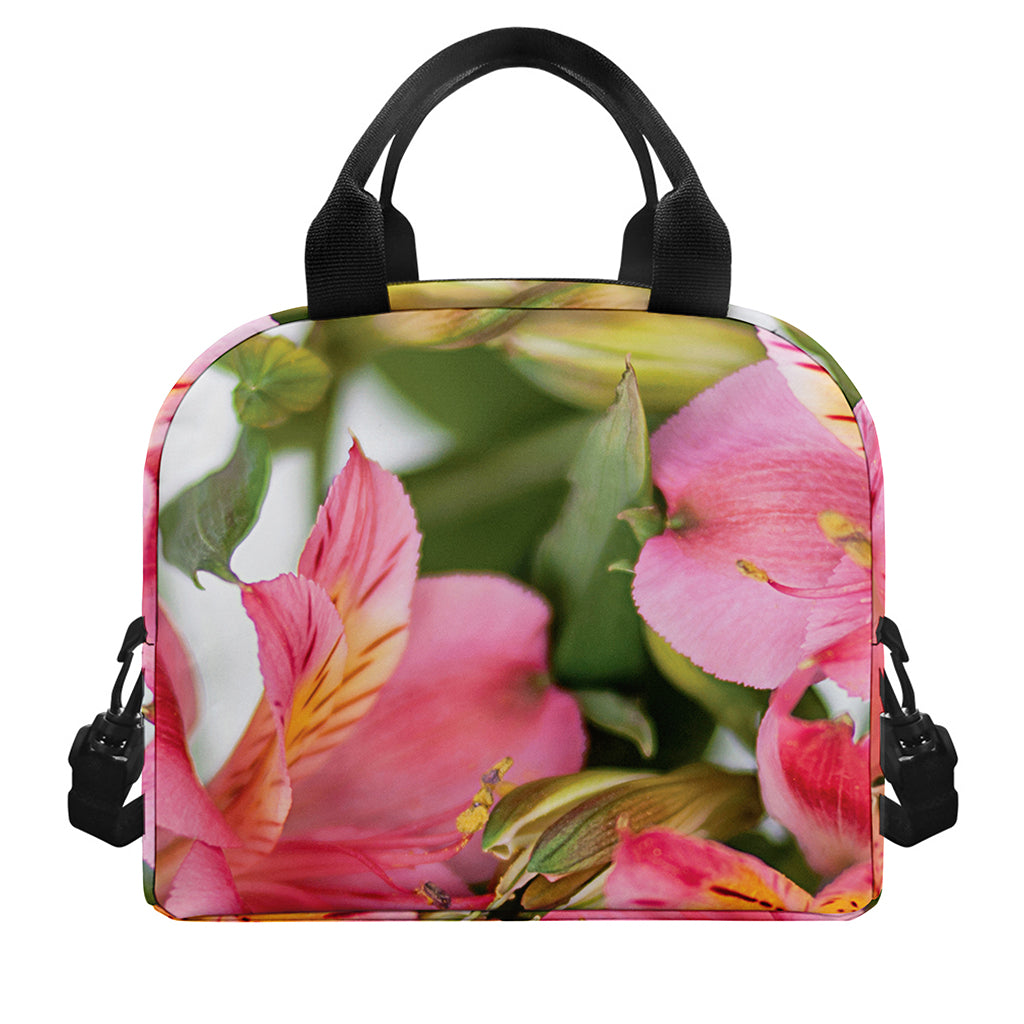 Alstroemeria Flower Print Insulated Lunch Bag