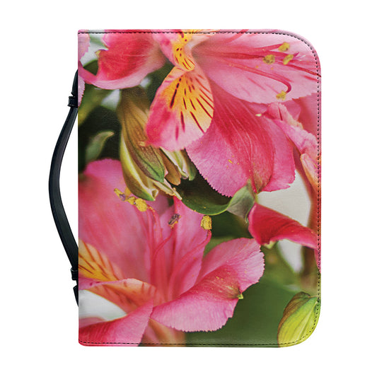 Alstroemeria Flower Print Leather Bible Cover