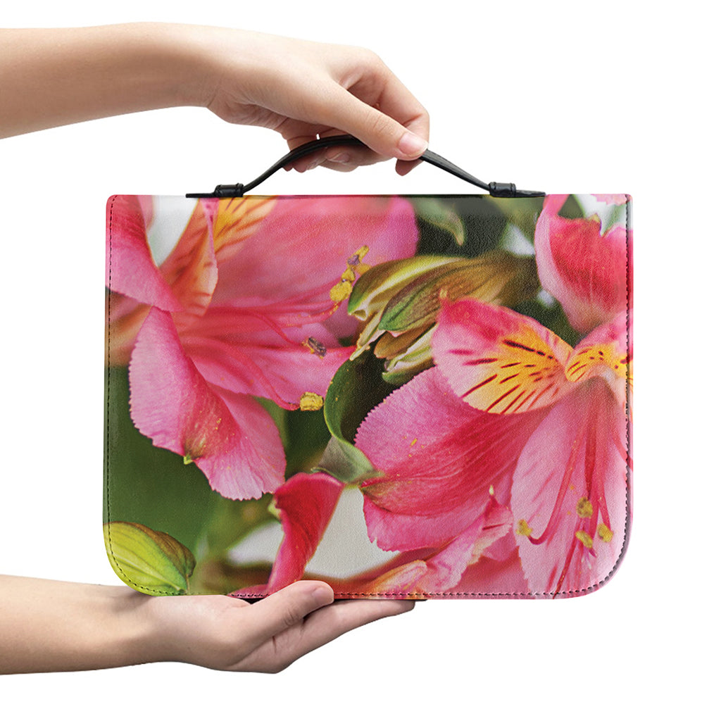 Alstroemeria Flower Print Leather Bible Cover