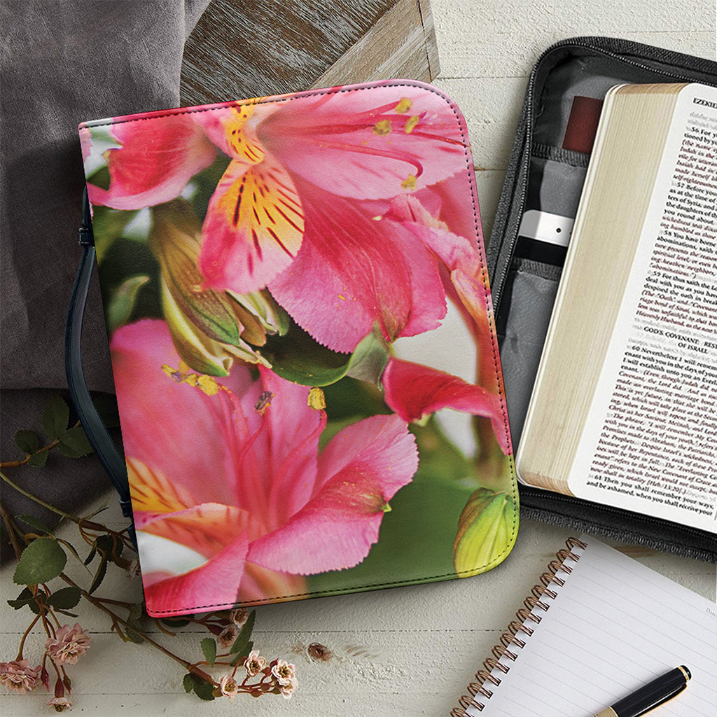 Alstroemeria Flower Print Leather Bible Cover