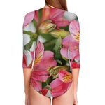 Alstroemeria Flower Print Long Sleeve Swimsuit