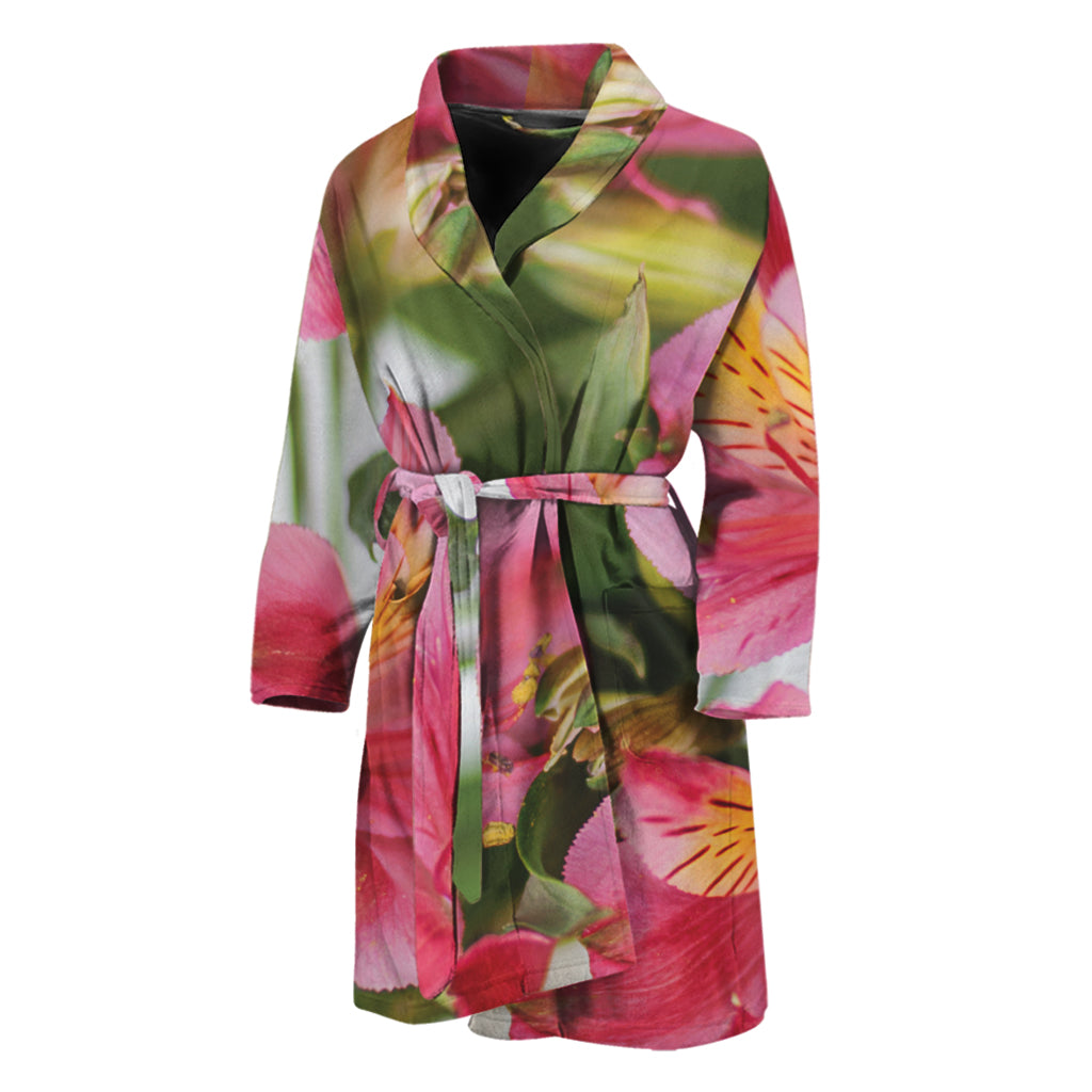 Alstroemeria Flower Print Men's Bathrobe