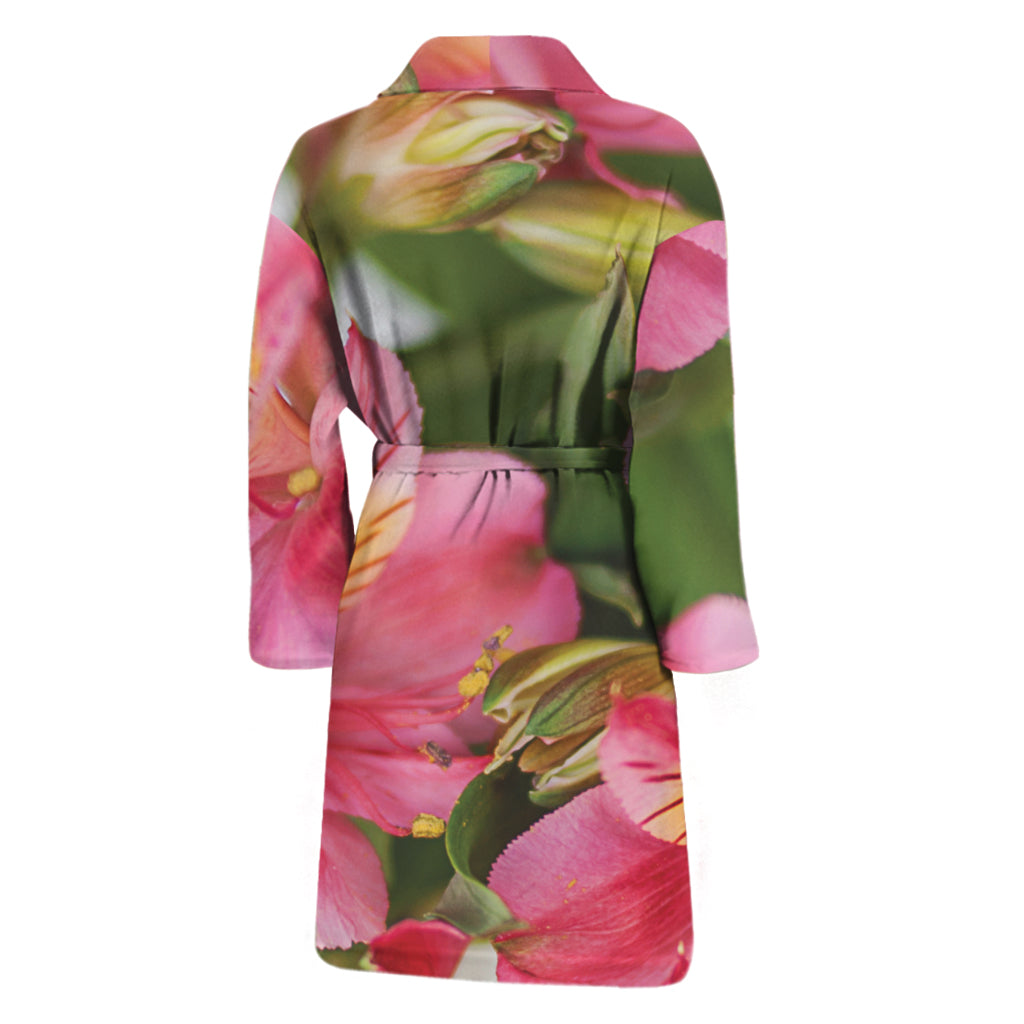 Alstroemeria Flower Print Men's Bathrobe