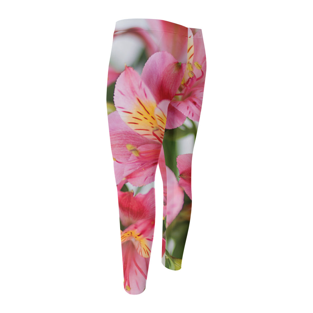 Alstroemeria Flower Print Men's Compression Pants