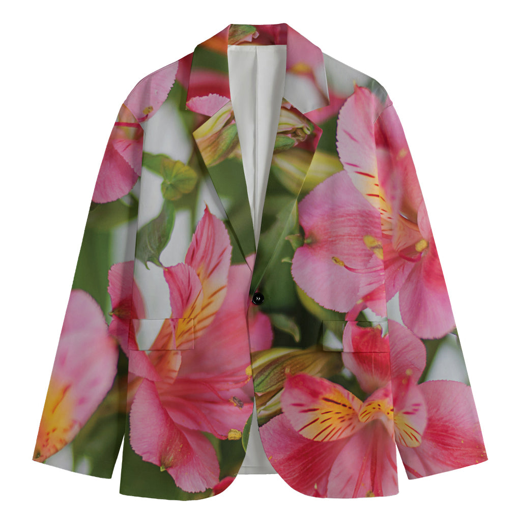 Alstroemeria Flower Print Men's Cotton Blazer