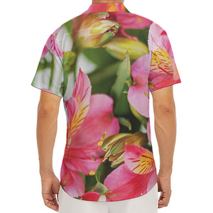 Alstroemeria Flower Print Men's Deep V-Neck Shirt