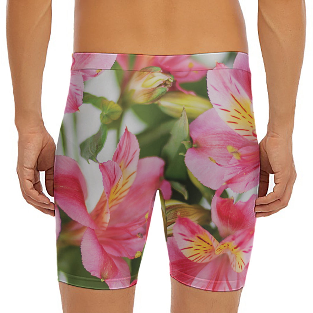Alstroemeria Flower Print Men's Long Boxer Briefs