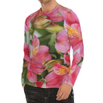 Alstroemeria Flower Print Men's Long Sleeve Rash Guard