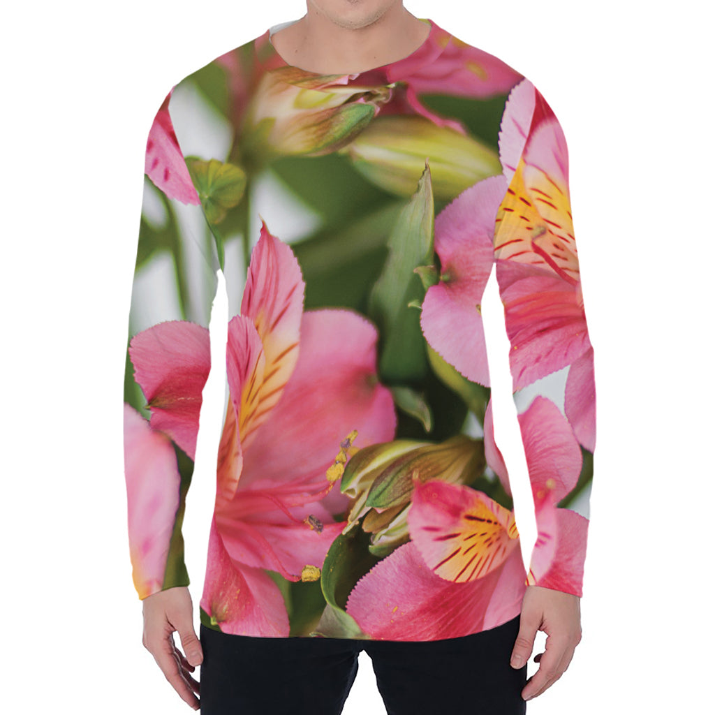 Alstroemeria Flower Print Men's Long Sleeve T-Shirt