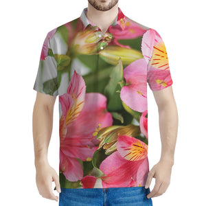 Alstroemeria Flower Print Men's Polo Shirt