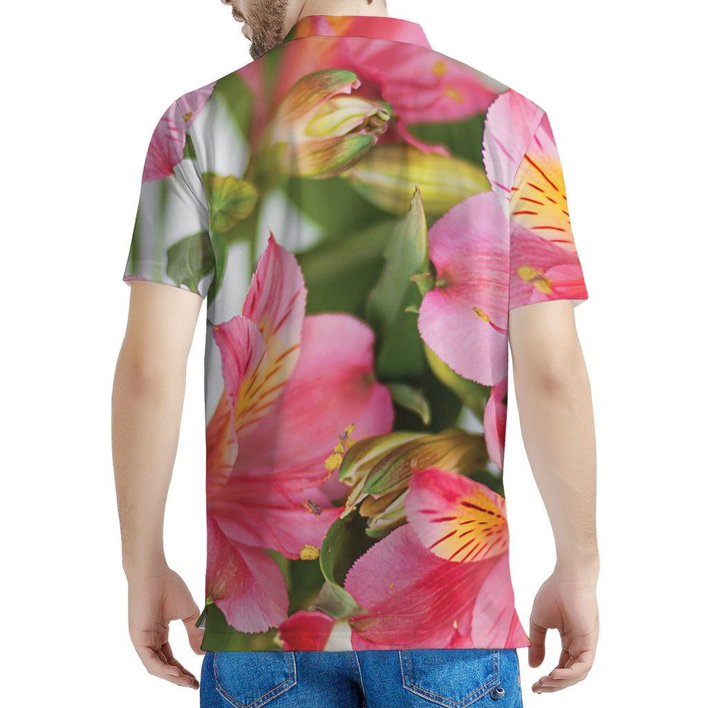 Alstroemeria Flower Print Men's Polo Shirt