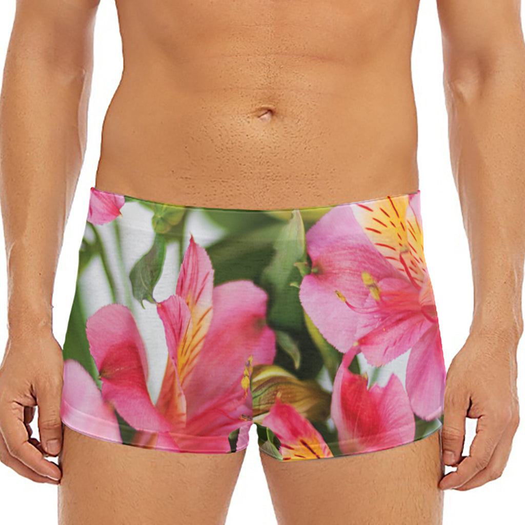 Alstroemeria Flower Print Men's Short Boxer Briefs