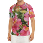 Alstroemeria Flower Print Men's Short Sleeve Rash Guard
