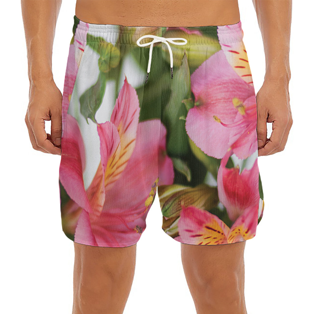 Alstroemeria Flower Print Men's Split Running Shorts