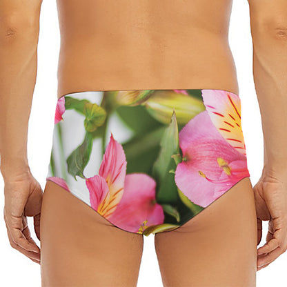 Alstroemeria Flower Print Men's Triangle Swim Briefs