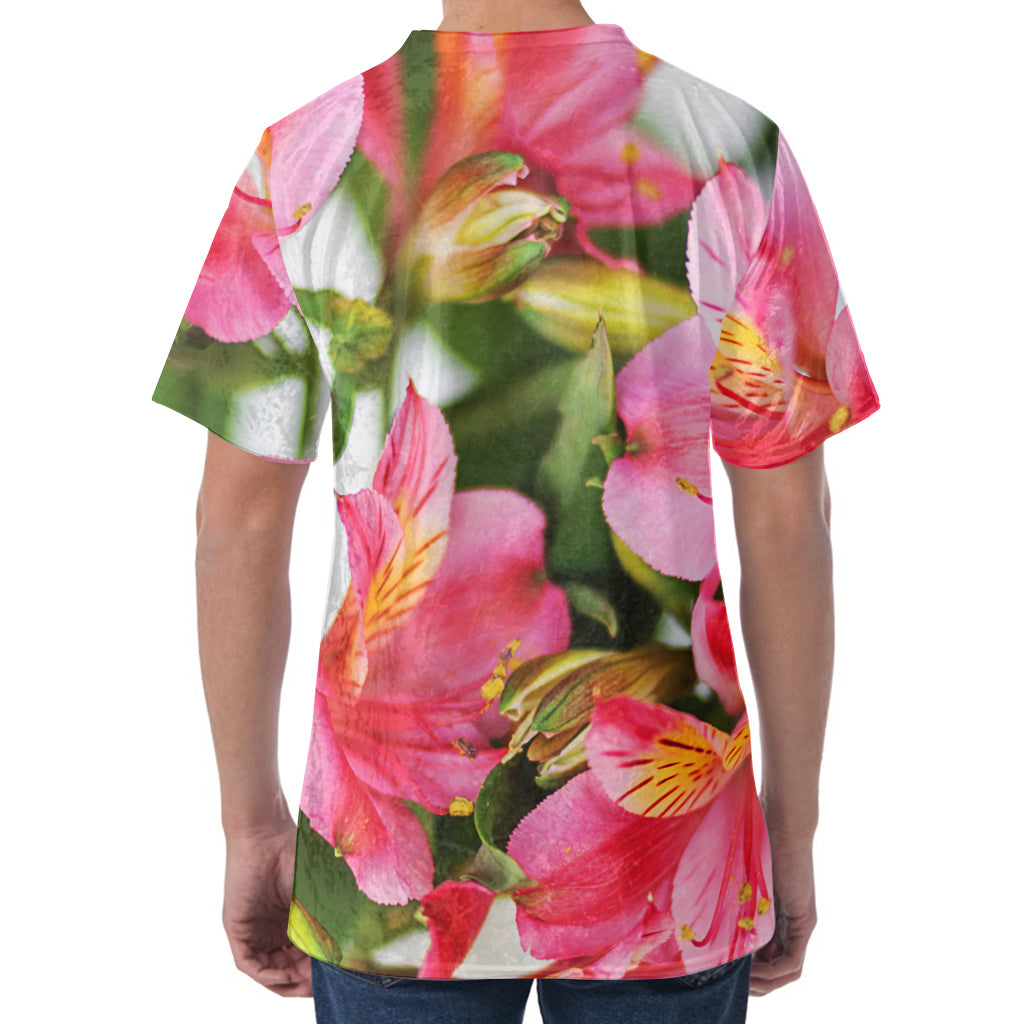 Alstroemeria Flower Print Men's Velvet T-Shirt