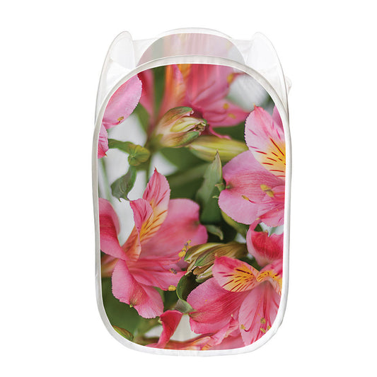 Alstroemeria Flower Print Mesh Laundry Hamper