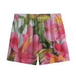 Alstroemeria Flower Print Mesh Shorts