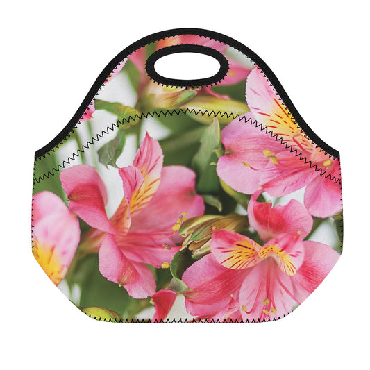 Alstroemeria Flower Print Neoprene Lunch Bag