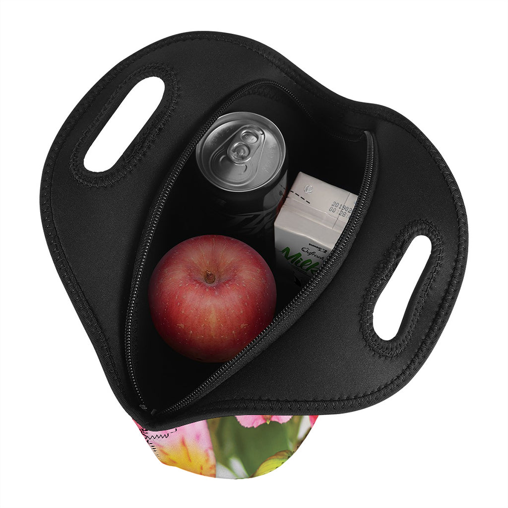 Alstroemeria Flower Print Neoprene Lunch Bag