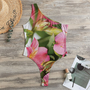 Alstroemeria Flower Print One Shoulder Bodysuit