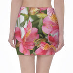 Alstroemeria Flower Print Pencil Mini Skirt