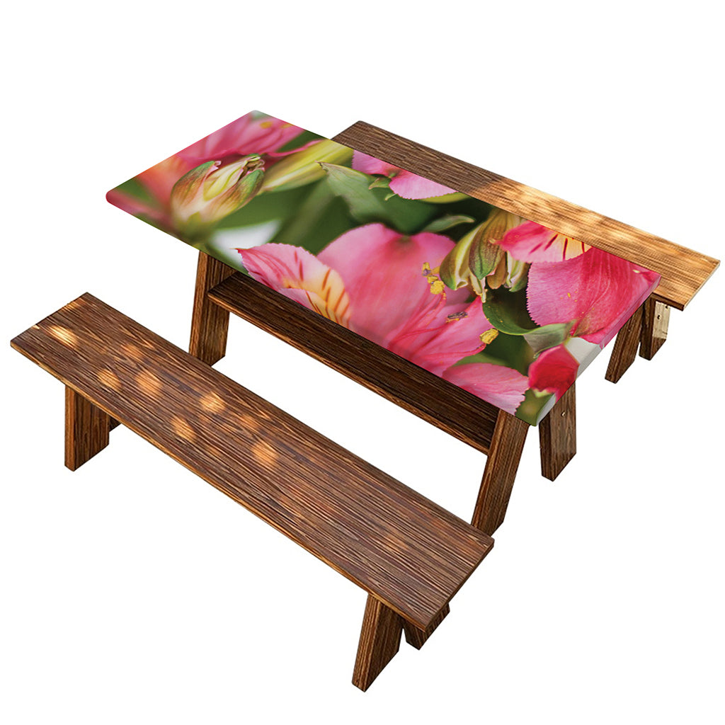 Alstroemeria Flower Print Picnic Table Cover