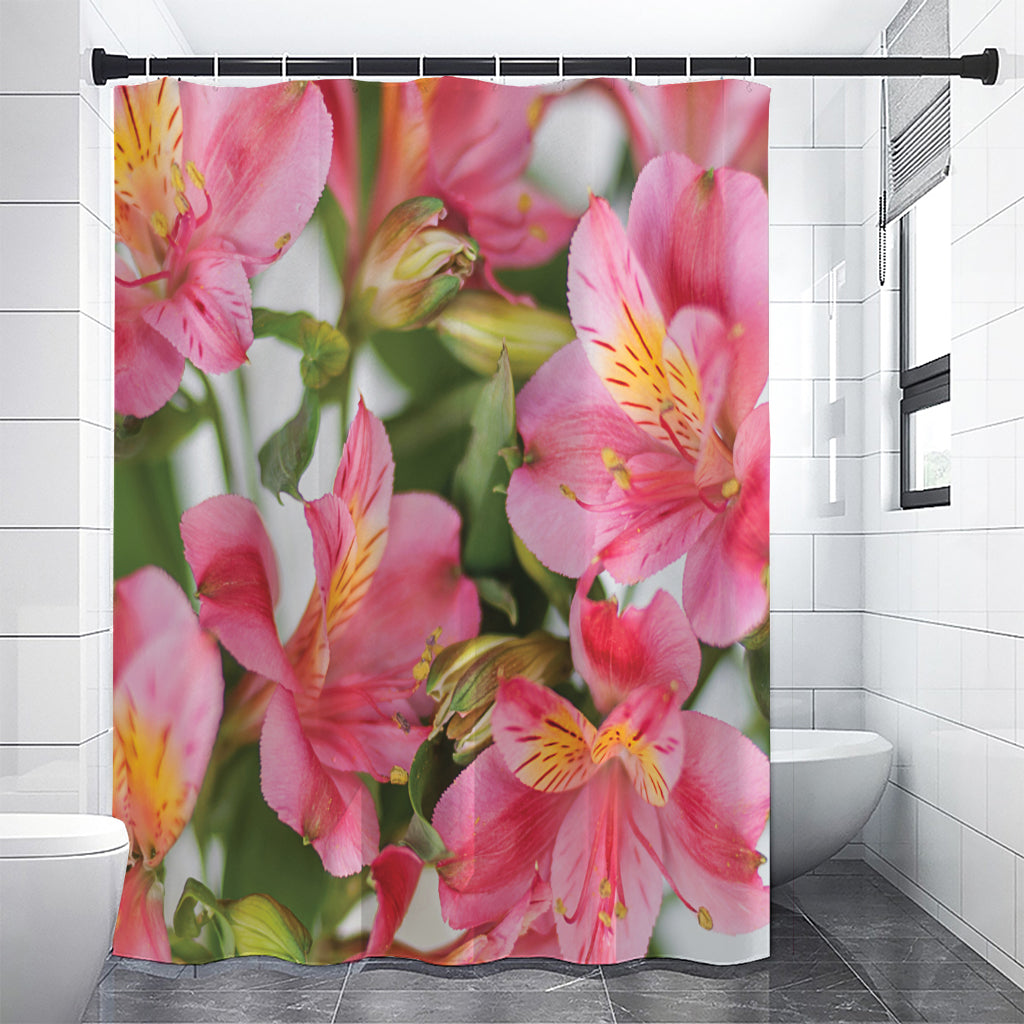 Alstroemeria Flower Print Premium Shower Curtain