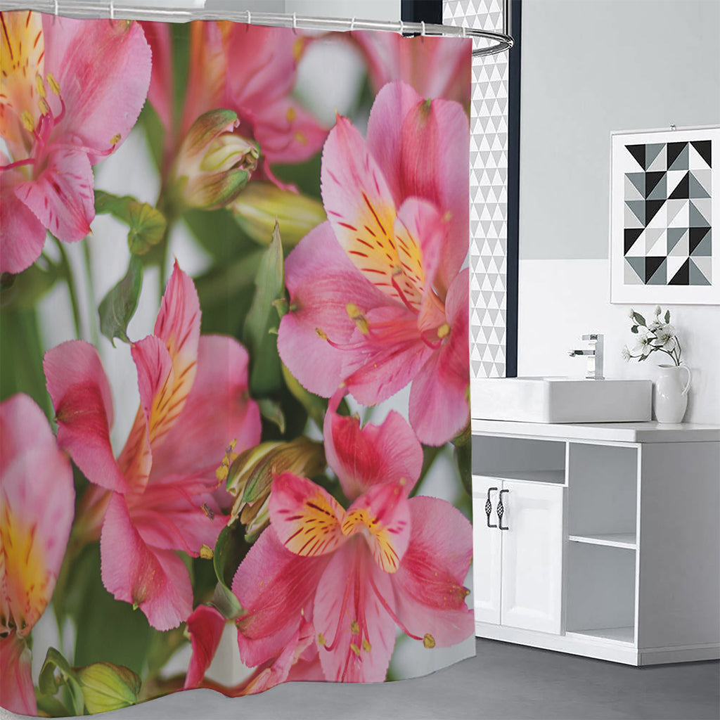 Alstroemeria Flower Print Premium Shower Curtain