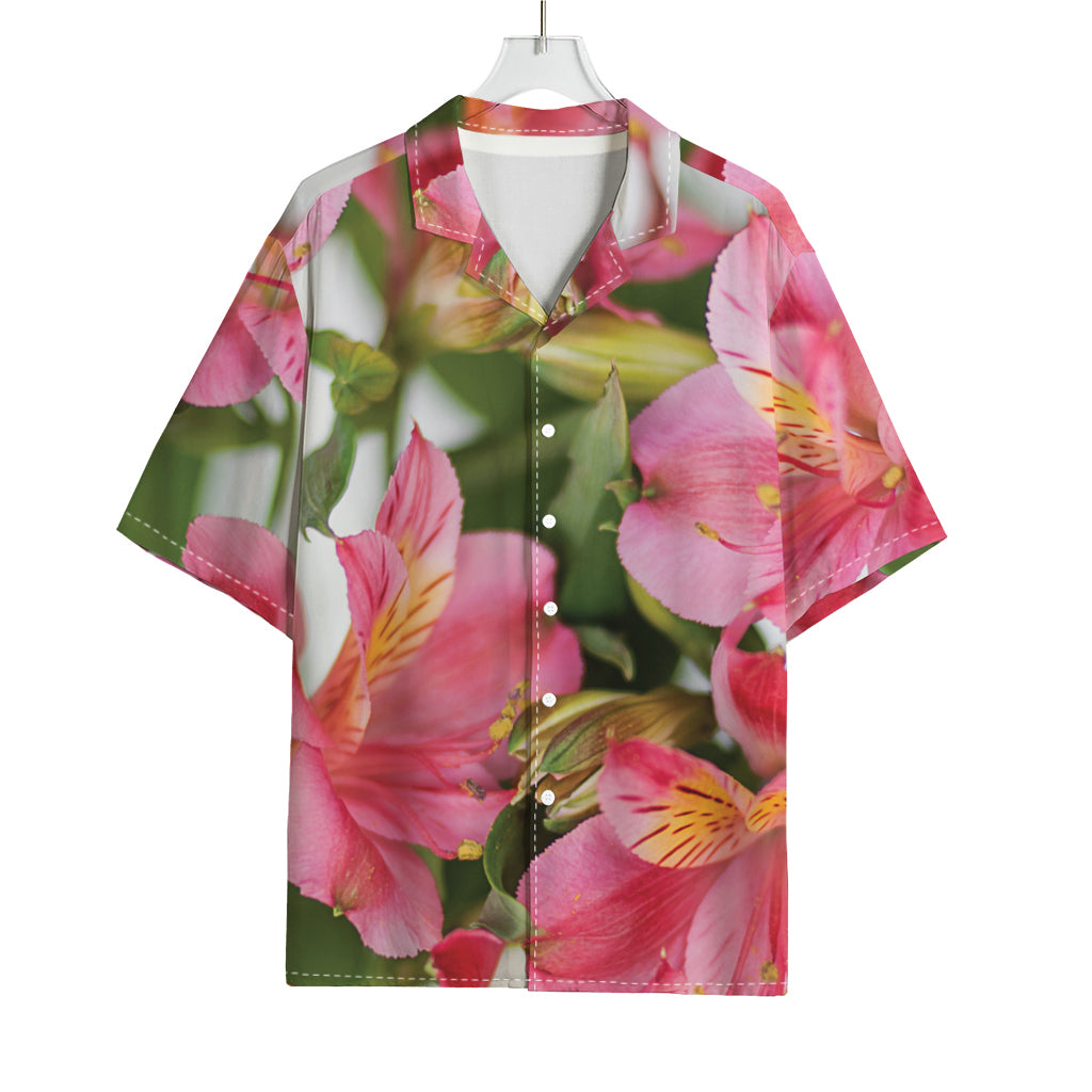 Alstroemeria Flower Print Rayon Hawaiian Shirt