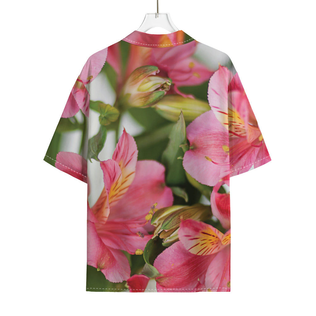 Alstroemeria Flower Print Rayon Hawaiian Shirt