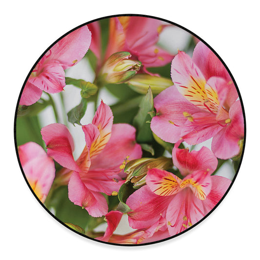 Alstroemeria Flower Print Round Floor Mat